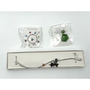 NEW Flashy Scentsy Charm Bracelet Silver Tone With 4 Charms Y2K‎ Vibes